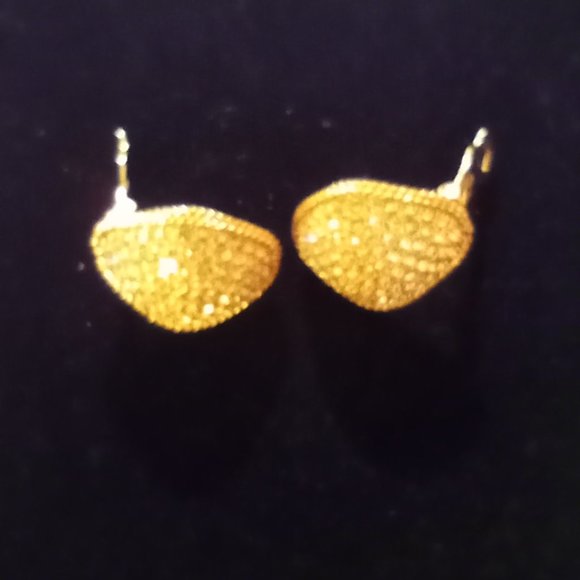 Beautiful gold tone clip-on earrings covered in crystals. By premier USA - Picture 5 of 7